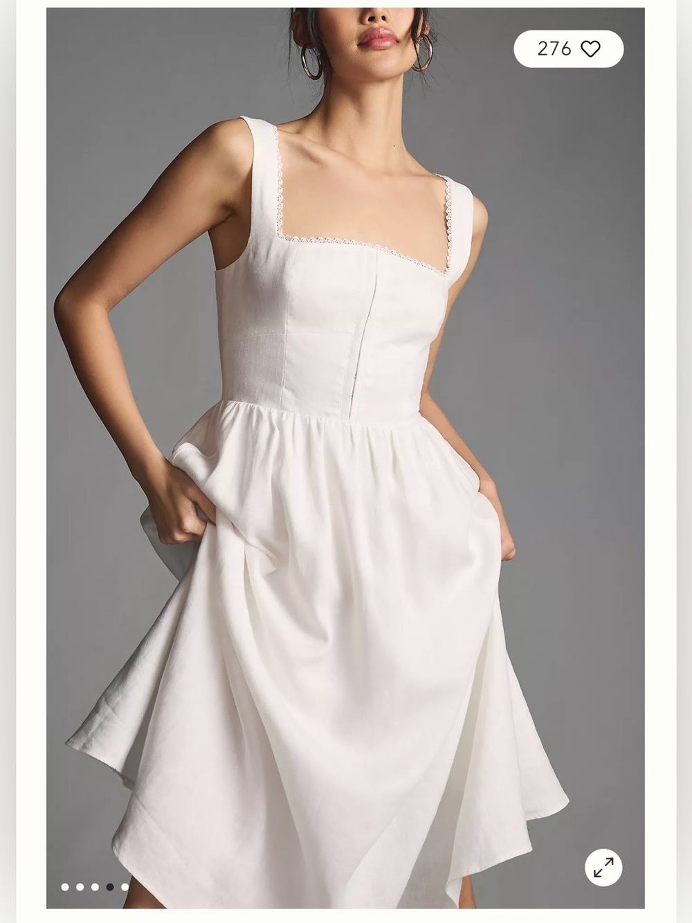 Reformation Tagliatelle 100% Linen Midi Dress Off White , size 4